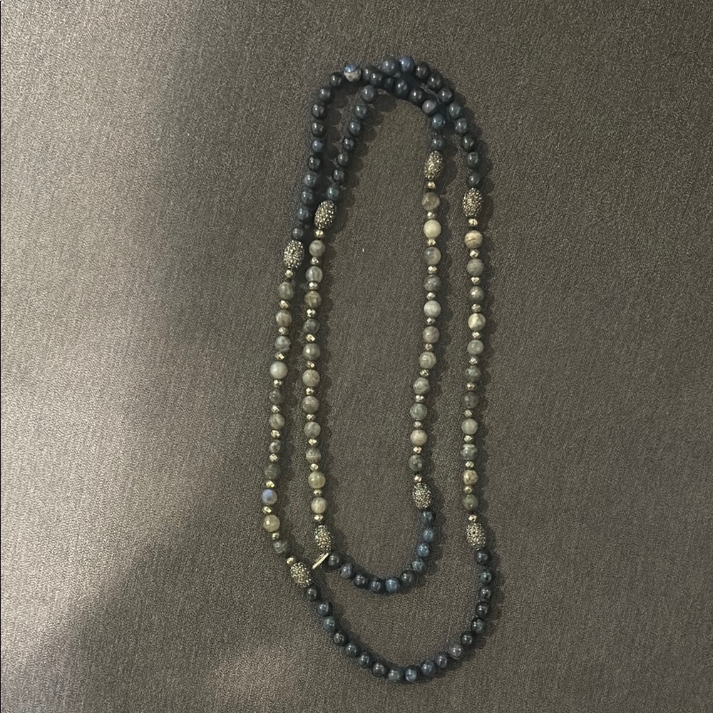 Elegant Blue and Silver Beaded Necklace